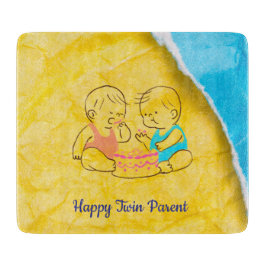 Gelukkige tweelingouder snijplank