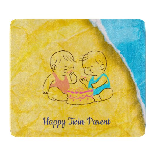 Gelukkige tweelingouder snijplank (Voorkant)