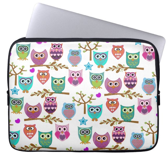 gelukkige uilen laptop sleeve (Voorkant)