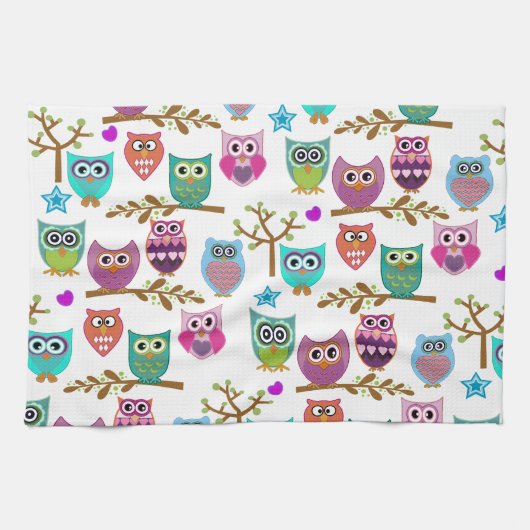 gelukkige uilen theedoek (Horizontaal)