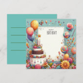 Gelukkige uitnodiging van het verjaardagsfeestje e (Voorkant / Achterkant)