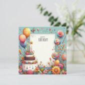 Gelukkige uitnodiging van het verjaardagsfeestje e (Staand voorkant)