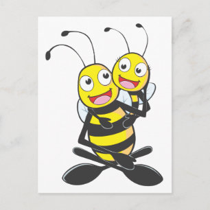 Gelukkige vader en dochter bij briefkaart