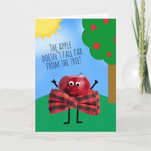 Gelukkige Vaderdag Appel Valt Niet Ver Weg Feestdagen Kaart (Voorkant)