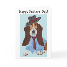 Gelukkige Vaderdag Basset Hound in overhemd en das