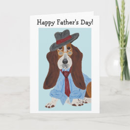 Gelukkige Vaderdag Basset Hound in overhemd en das Kaart