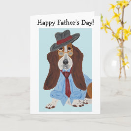 Gelukkige Vaderdag Basset Hound in overhemd en das Kaart