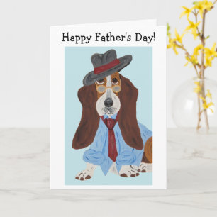 Gelukkige Vaderdag Basset Hound in overhemd en das Kaart