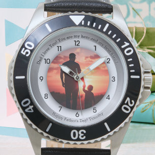 Gelukkige Vaderdag-berichten en foto Horloge