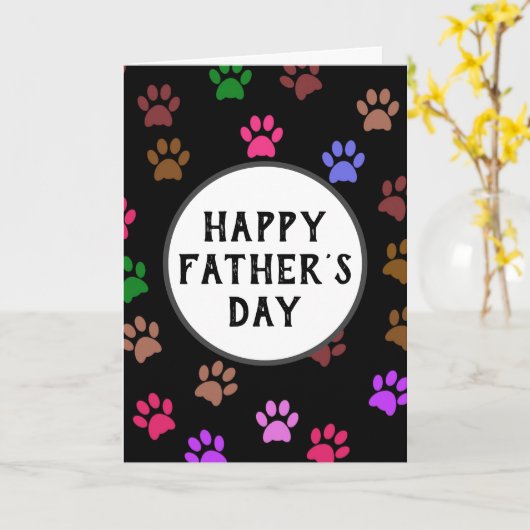 Gelukkige Vaderdag Beste Hond Papa Ooit Pootafdruk Kaart (Gele Bloem)
