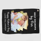 Gelukkige Vaderdag Beste Opa door Par Foto Golfhanddoek (Horizontaal)