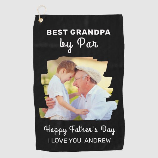 Gelukkige Vaderdag Beste Opa door Par Foto Golfhanddoek (Voorkant)