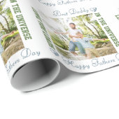 Gelukkige Vaderdag Beste Pap in het Universum Foto Cadeaupapier (Rol Hoek)