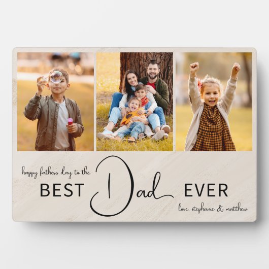 Gelukkige Vaderdag Beste Pap Ooit Fotocollage Fotoplaat (voorkant)