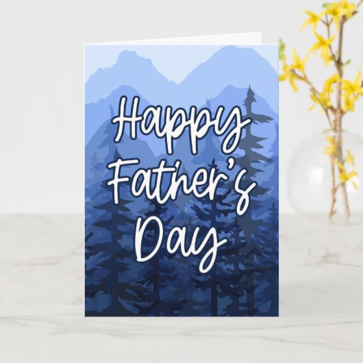 Gelukkige Vaderdag Blauw Bergbos Kaart (Gele Bloem)