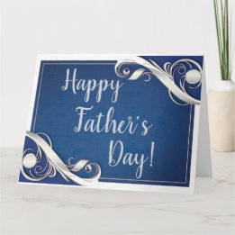 Gelukkige Vaderdag Blauw wit  Kaart