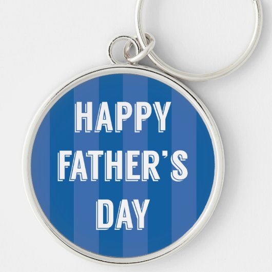 Gelukkige Vaderdag Blauwe Strepen - Vaderdag Sleutelhanger (Voorkant)