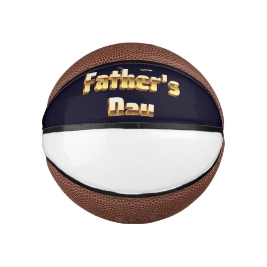 Gelukkige Vaderdag Bold Goud 3D Tekst Design Basketbal (Voorkant)