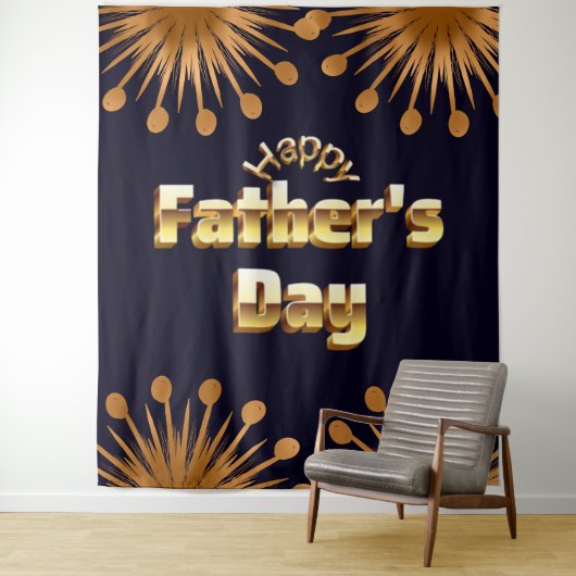 Gelukkige Vaderdag Bold Goud 3D Tekst Design Wandkleed (In situ)
