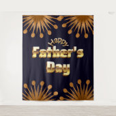 Gelukkige Vaderdag Bold Goud 3D Tekst Design Wandkleed (Voorkant)