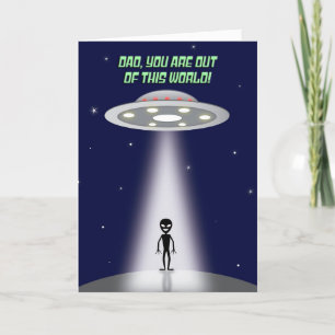 Gelukkige Vaderdag Buiten deze Wereld UFO Alien Feestdagen Kaart