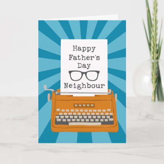 Gelukkige Vaderdag Buurman met Typewriter Kaart (Voorkant)