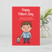 Gelukkige Vaderdag Cartoon vader & zoon Feestdagenkaart (Staand voorkant)