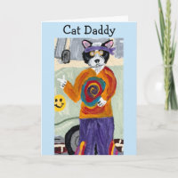 Gelukkige Vaderdag Cat Daddy Hippie Tuxedo Kat