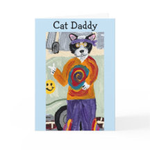 Gelukkige Vaderdag Cat Daddy Hippie Tuxedo Kat