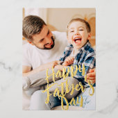 Gelukkige Vaderdag Eenvoudig Modern Aangepaste Fot Folie Feestdagenkaart (Voorkant)