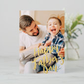 Gelukkige Vaderdag Eenvoudig Modern Aangepaste Fot Folie Feestdagenkaart (Staand Voorkant)