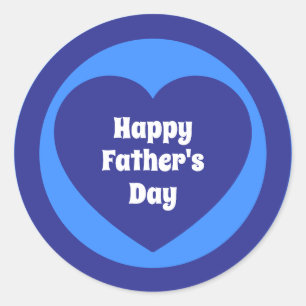 Gelukkige Vaderdag Eenvoudig Mooie Navyblauwe Hart Ronde Sticker