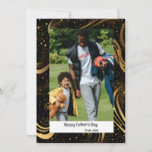 Gelukkige Vaderdag Foto Gouden Blad Swirls Modern Feestdagenkaart (Voorkant)