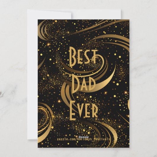 Gelukkige Vaderdag Foto Gouden Blad Swirls Modern Feestdagenkaart (Achterkant)