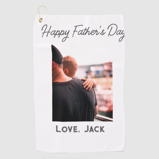 Gelukkige vaderdag foto moderne liefde eenvoudige golfhanddoek (Voorkant)