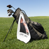 Gelukkige vaderdag foto moderne liefde eenvoudige golfhanddoek (Groen)