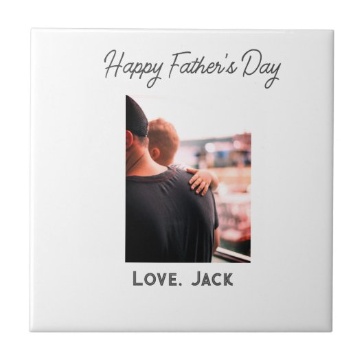 Gelukkige vaderdag foto moderne liefde eenvoudige  tegeltje (Voorkant)
