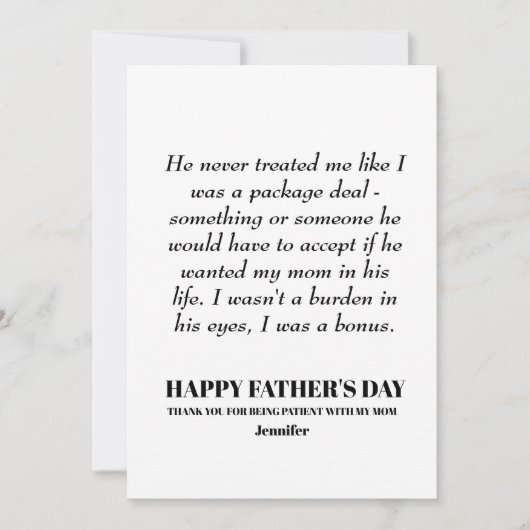 Gelukkige Vaderdag: Geduldig zijn met mam Kaart (Voorkant)