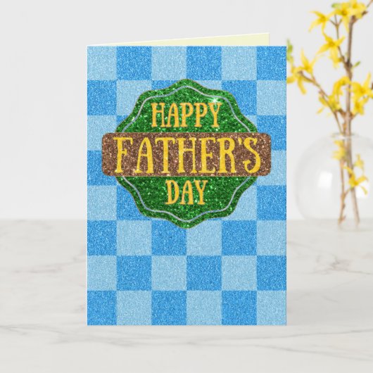 Gelukkige Vaderdag Glitter Kaart (Gele Bloem)