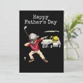 Gelukkige Vaderdag golfer dabbing zwart Feestdagenkaart (Staand voorkant)