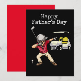 Gelukkige Vaderdag golfer dabbing zwart Feestdagenkaart