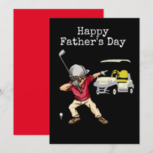 Gelukkige Vaderdag golfer dabbing zwart Feestdagenkaart