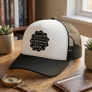 Gelukkige Vaderdag Grappig Zwart en Wit Design Trucker Pet