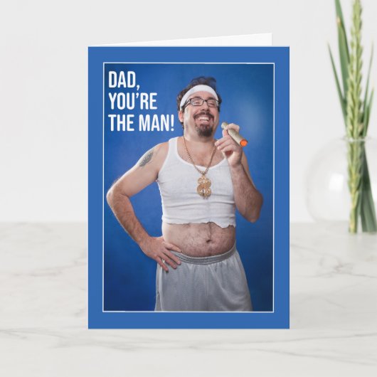 Gelukkige Vaderdag grappige kerel met sigaar lache Feestdagen Kaart (Voorkant)