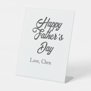 Gelukkige vaderdag grijze naam liefde beste pappa  reclamebord met voetstuk