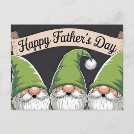 "Gelukkige Vaderdag" Groene Gnome Trio Briefkaart