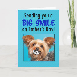 Gelukkige Vaderdag Grote Glimlachende Yorkie Hond Feestdagen Kaart