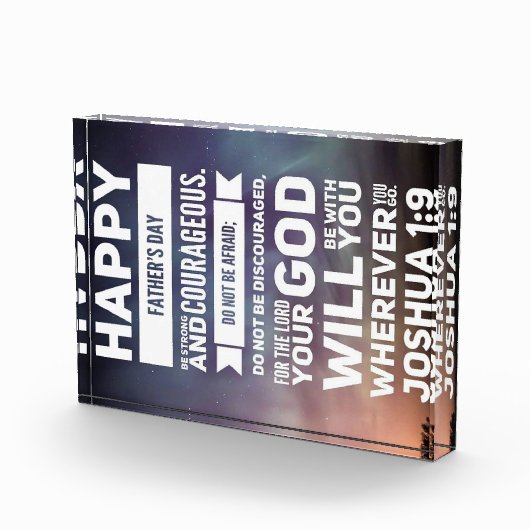 Gelukkige Vaderdag- Joshua 1:9 Fotoblokken (Rechts)