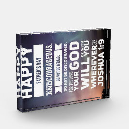 Gelukkige Vaderdag- Joshua 1:9 Fotoblokken