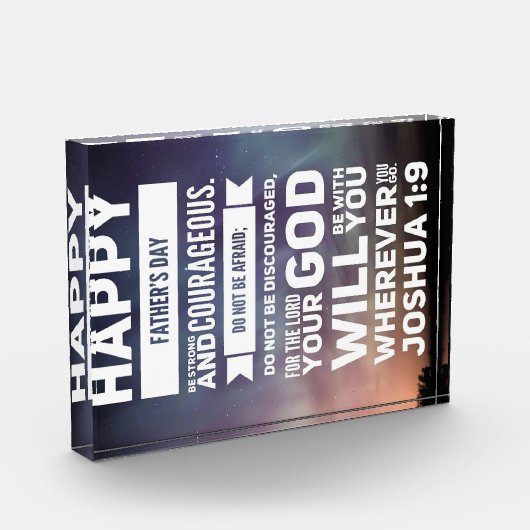 Gelukkige Vaderdag- Joshua 1:9 Fotoblokken (Links)